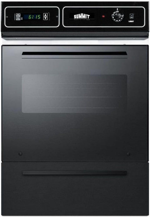 Summit Appliance TEM715DK 24" Wide Electric Wall Oven, 115V, 2.92 cu.ft, Pre-Install Plug, Easy Dial Controls, Digital Clock and Timer, Adjustable Racks, Made In USA (Black)