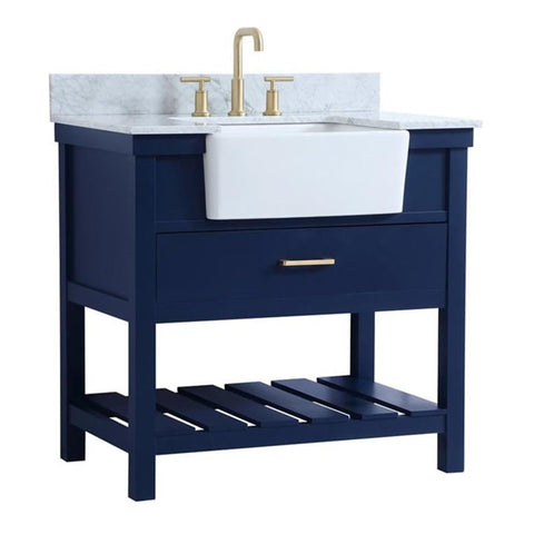 Elegant Decor Clement 36" MDF Single Bathroom Vanity with Backsplash in Blue