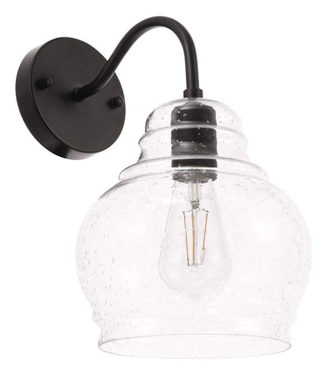 Living District Pierce 1-Light Metal & Glass Wall Sconce in Black/Clear