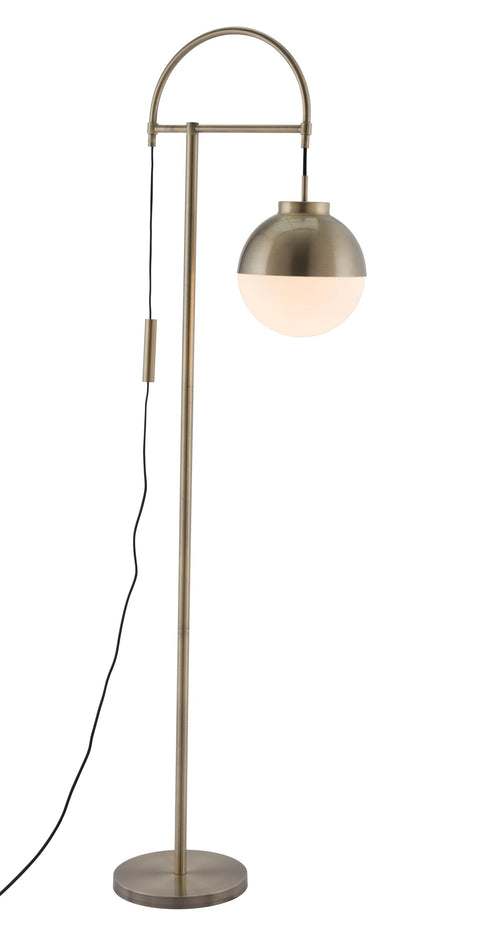 Zuo Waterloo Floor Lamp White & Bronze, Bronze Floor Lamp, Modern Style, Works with dimmer (Dimmer Not Included), Steel, Lighting Floor Lamps, 20.7" W x 11" D x 68.9" H