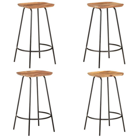 vidaXL Bar Stools - 4 Pieces - Industrial Style - Solid Acacia Wood with Unique Grains - Easy Assembly - Comfortable – White