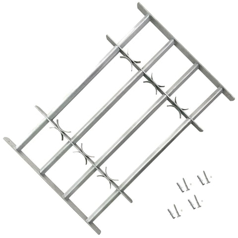 vidaXL Adjustable Security Grille for Windows with 3 Crossbars, Solid Galvanized Steel, Silver, Extendable Width 39.4"-59.1", Sturdy and Easy to Install