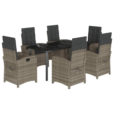 vidaXL 5 Piece Garden Dining Set with Cushions Grey Poly Rattan Outdoor Furniture for 4 People Rectangular Table and Comfortable Chairs Patio