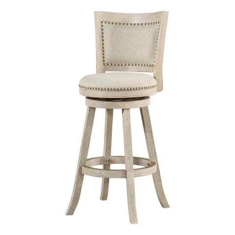 Boraam Melrose Ivory Fabric Wood Swivel Bar Stool - Ivory Wire-Brush
