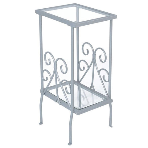Monarch Specialties I 3158 Accent Table, Side, End, Nightstand, Lamp, Living Room, Bedroom, Metal, Tempered Glass, Grey, Transitional