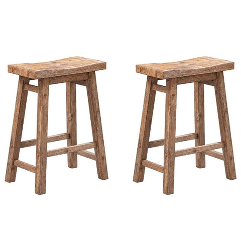 Boraam Sonoma Counter Height Backless Saddle Stool for Kitchen, Barnwood Wire-Brush Finish, Set of 2