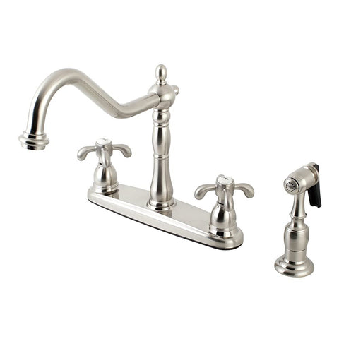 Kingston Brass KB1758TXBS French Country Kitchen Faucet with Brass Sprayer, 8-5/8-Inch