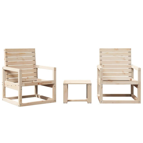 vidaXL - Patio Lounge Set/Garden Furniture 3pc - Solid Pine Wood - Outdoor Seating with Chairs & Table - 19" Height armrests - Backyard/Patio/Garden use - ic Brown - Scandinavian Style