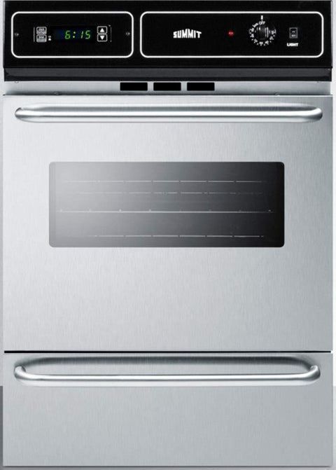 Stainless steel gas wall oven with electronic ignition and digital clock/timer for cutouts 22 3/8 wide by 34 1/8 high