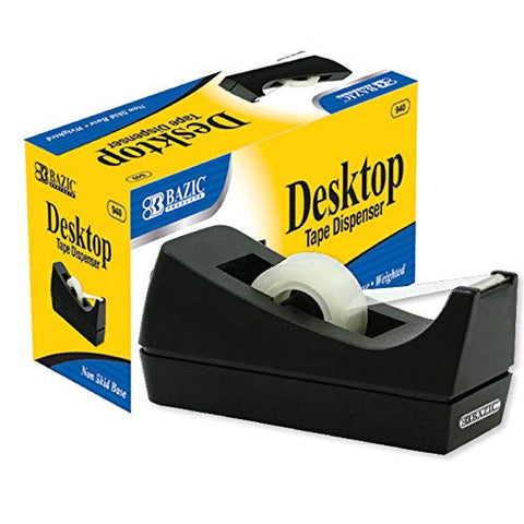 BAZIC Desktop Tape Dispenser 1" Core, Weighted Non-Skid Base, Sharpe Blade Tapes Holder for Office Home School, Dispenser Only, 1-Pack