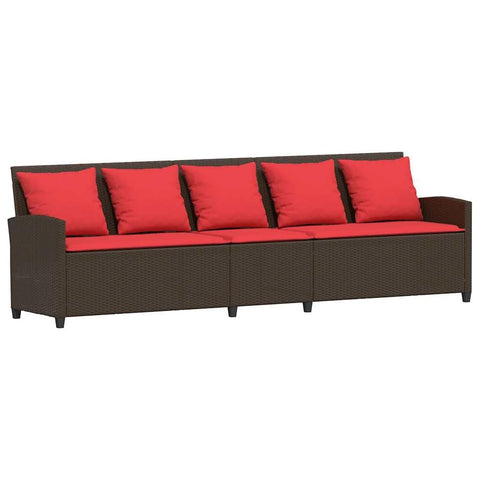 vidaXL 5 Seater Garden Sofa with Cushions in Polyrattan Brown