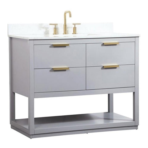 Elegant Decor Larkin 42" MDF Single Bathroom Vanity with Backsplash in Gray