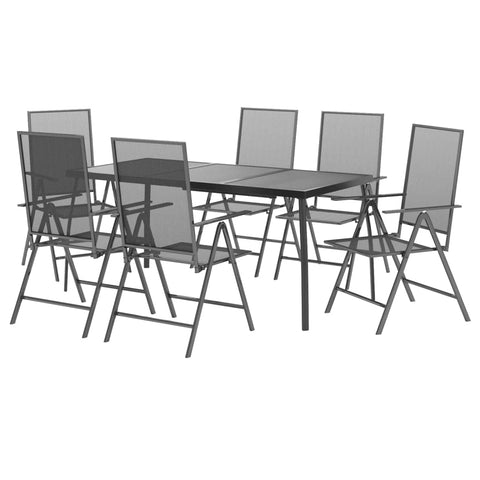 vidaXL - Elegant 5 Piece Anthracite Steel Patio Dining Set with Adjustable and Foldable Chairs for Garden and Outdoor Spaces