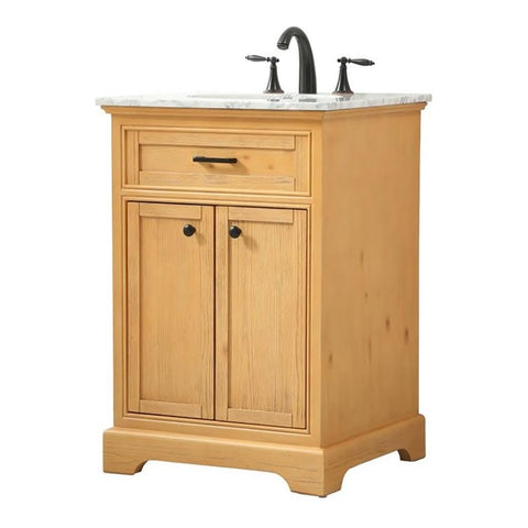 24 in. 8-Drawer Transitional Single Bathroom Vanity, Natural Wood