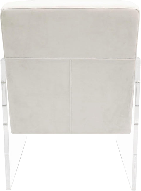 Pasargad Home Tribecca Collection Acrylic Base with Velvet Upholstered Accentchair, Ivory