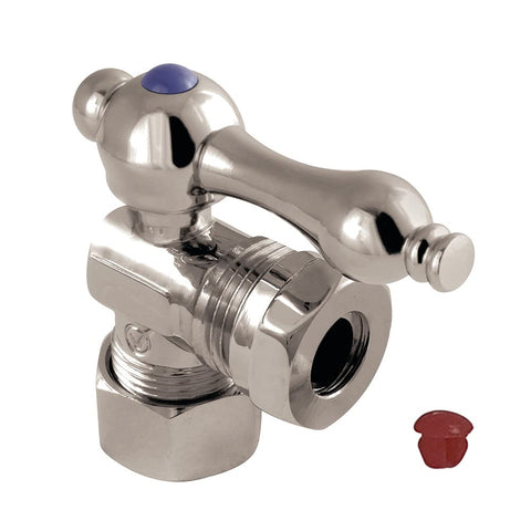 Kingston Brass CC54308 5/8" OD Comp X 1/2" or 7/16" Slip Joint Angle Stop Valve, Brushed Nickel