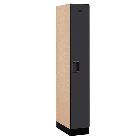 12 Inches Wide Single Tier Designer Wood Locker - 1 Wide - 6 Feet High - 21 Inches Deep - Black
