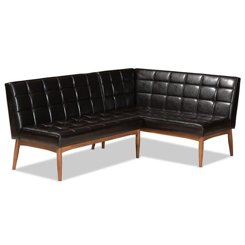 Baxton Studio Sanford Brown Finished Wood 2-Piece Dining Nook Banquette Set