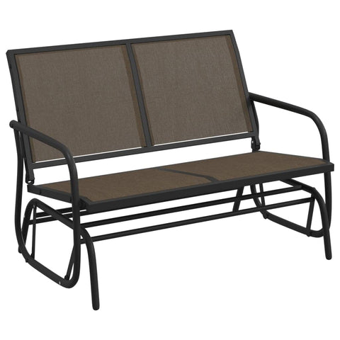 vidaXL Brown Garden Glider Bench with High-Rise Back and Armrests – Durable Textilene and Steel Material, UV, Comfortable Seating for Outdoor Use