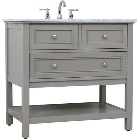 Elegant Decor Metropolis 36" Single Marble Top Bathroom Vanity in Gray