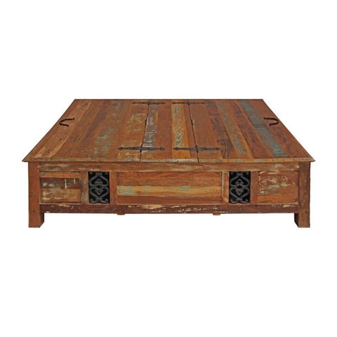 Moti Trinidad 60" Reclaimed Solid Wood Box Cocktail Table in Multi-Color