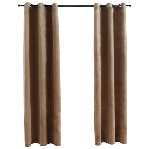 vidaXL Velvet Blackout Curtains - Beige, 37"x95", Comes with Rings, Set of 2, Ideal for Living Room, Bedroom, Office Space