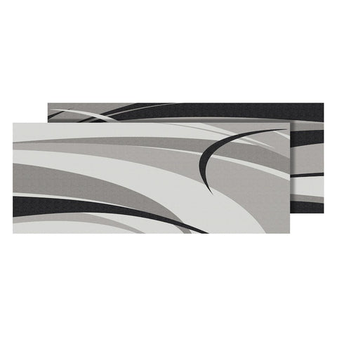 Faulkner Patio Mat 53012S, Home is Where We Park It Design, 9 Foot Length x 12 Foot Width, Black/Gray, Polypropylene, Reversible Fabric, Without Grommets, with Carry Bag, with Corner Tie-Downs