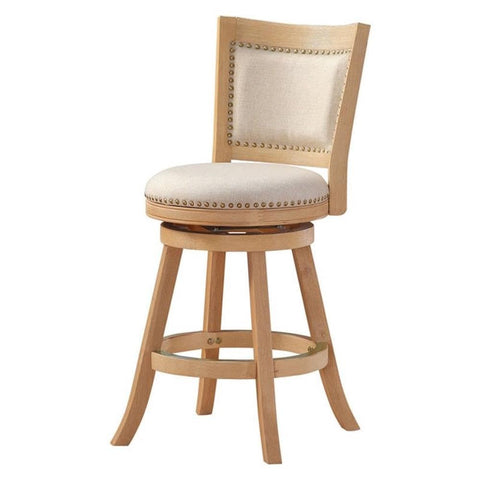 Boraam Melrose Ivory Fabric Swivel Wood Counter Stool - Creme Wire-Brush