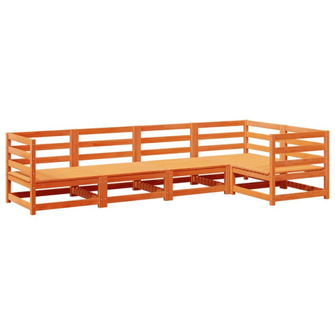 vidaXL Garden Furniture Set 5 Pieces Brown Wax Solid Pine Wood