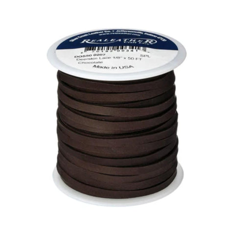Silver Creek Leather Co Realeather DOS50-0207 Deerskin Leather Lace for Crafts and Jewelry Making, 1/8" x 50', Chocolate, 1-Spool