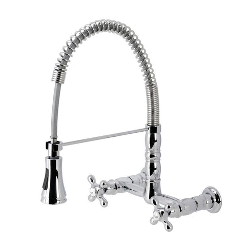 Kingston Brass GS1241AX Heritage Pull-Down Sprayer Kitchen Faucet, Polished Chrome, 11.19 x 13.13 x 16