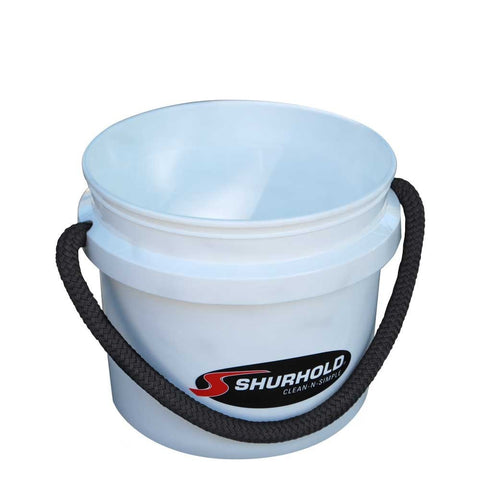 SHURHOLD 3.5 Gallon Heavy Duty World's Best Rope Handle Molded Plastic Bucket, for Boats, Cleaning, Fishing, Storage, and Refuse - White