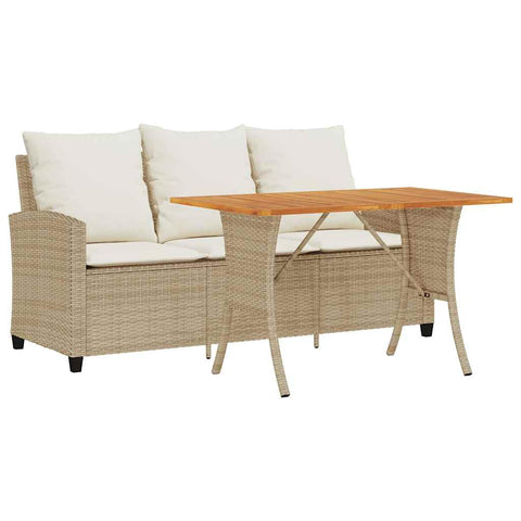 vidaXL Garden Sofa Beige PE Rattan 3-Seater Removable Covers