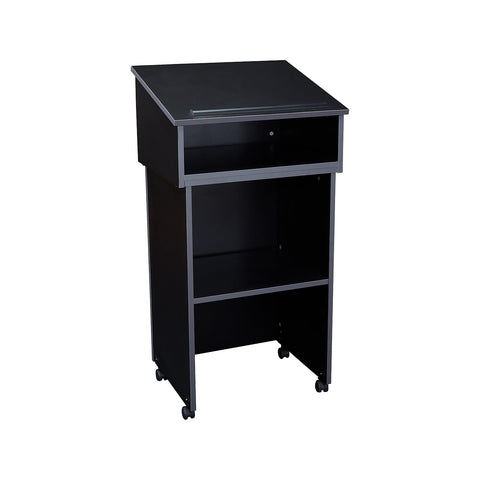 Oklahoma Sound Wood Tabletop Lectern with AV Cart/Lectern Base in Black