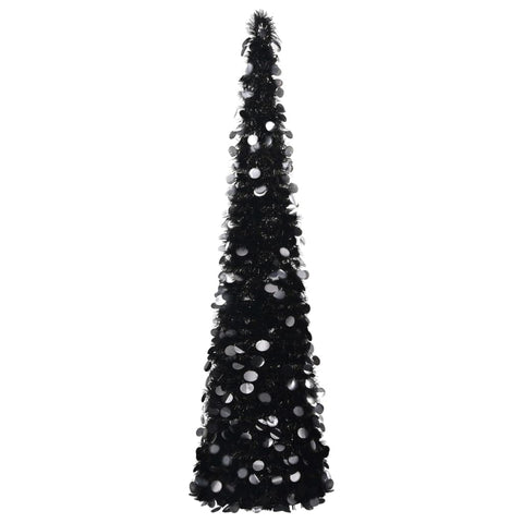vidaXL 5 ft Pop-Up Artificial Christmas Tree, Lightweight PET Material, Easy Setup, Reusable & Economical, Indoor and Outdoor Use, Unique Black Color