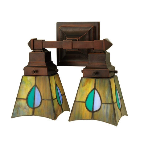 Meyda Tiffany 31230 Mackintosh Leaf 2 Light Wall Sconce, 12" Width
