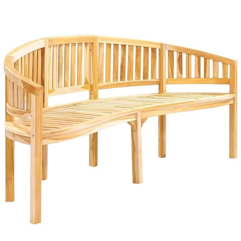vidaXL 78.7" Solid Teak Wood Bench - Outdoor/Indoor Use - Banana-Shaped - Fine Sanded - Durable - Elegant Design