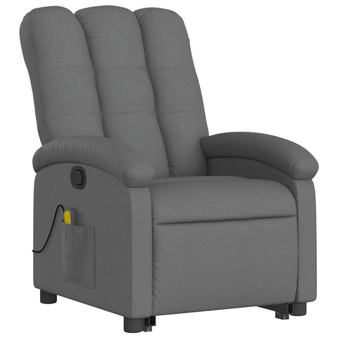 vidaXL Stand Up Massage Recliner Chair - Power Lift Armchair, Manual Reclining, Vibration Massage, Dark Gray Fabric, Comfort Design, Side Pocket, Up to 242.5 lb Load