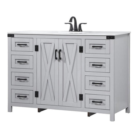 Elegant Decor Grant 48" Aluminum MDF Single Bathroom Vanity in Gray