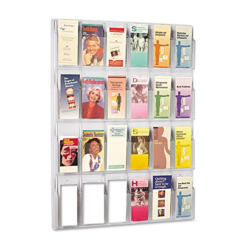 Safco Reveal Literature Rack, 24 Compartments Magazine Holder, Wall-Mounted Brochure Organizer, Acrylic, Clear