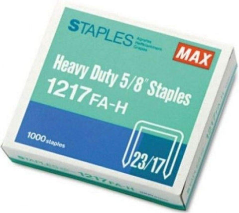 Max Flat Clinch Heavy-Duty Staples for MXBHD12F Stapler, 0.625-Inch Leg Length, 1000 per Box (1217FA-H)