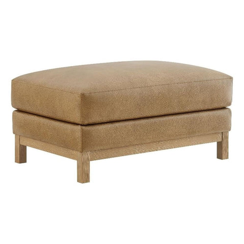 Modway Roscoe Vegan Leather Ottoman in Toast - Faux Leather Rectangular Footstool for Living Room, Bedroom, or Lounge Seating