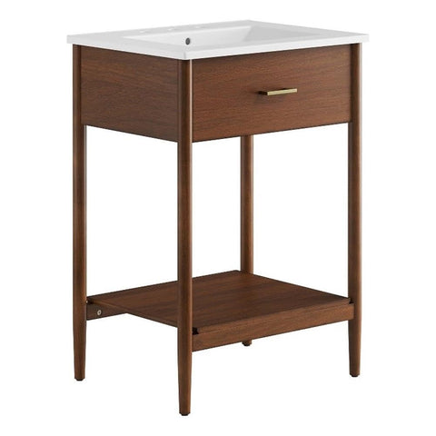 Modway EEI-6660-WAL-WHI Zaire 24" Bathroom Vanity, Walnut White