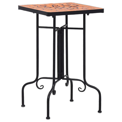 vidaXL Outdoor Mosaic Side Table - Terracotta Ceramic Top and Durable Iron Frame Construction - Elegant Addition for Garden, Terrace, Balcony - Can be Used as a Stand for Flower Plants - Weatherpr...
