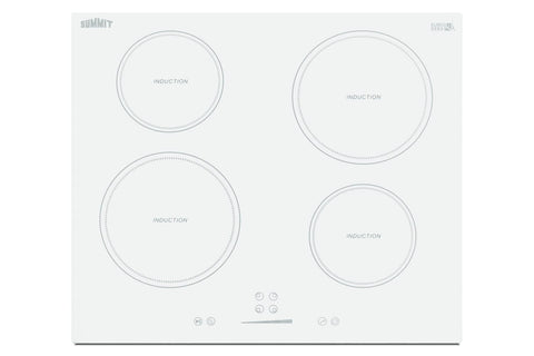 Summit 24" 4 Zone Electric Cooktop 208-240V Induction Cooktop, ADA Compliant, White- SINC4B242W