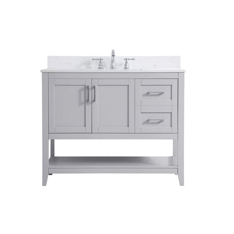Elegant Decor Aubrey 42" Solid Wood Single Bathroom Vanity w/Backsplash in Gray