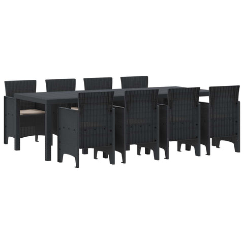 vidaXL Garden Dining Set 9 pcs Anthracite Polypropylene, Outdoor Dining Set for Garden, Modern Lightweight Table, Durable Seats for Chill Meals