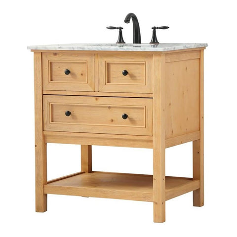 Elegant Decor Metropolis 30" Aluminum MDF Single Bathroom Vanity in Natural Wood