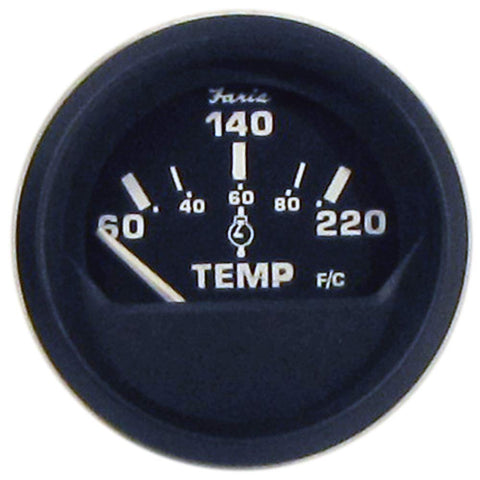Faria Beede "12819 Euro Cylinder Head Temperature Gauge with Sender (60-220°F) - 2"", Black