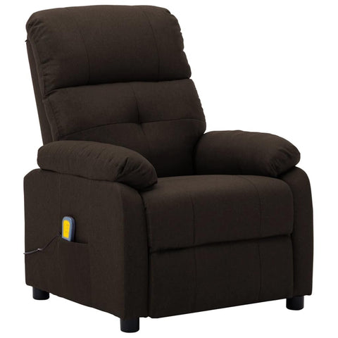 vidaXL Massage Recliner Dark Brown Fabric Upholstery Standard